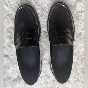 Maeve Shiny Black Penny Loafers